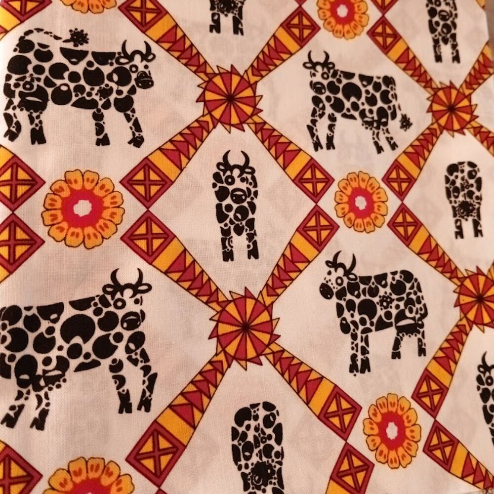 NEW LUELLA DOSS Bovine Moo-Chic Twill Fabric by 1/2 yard Bull Cow Western 42"W